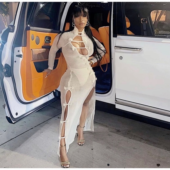 USED 🔥💎🤎 Long high slit Rope Maxi Dress - Picture 4 of 5